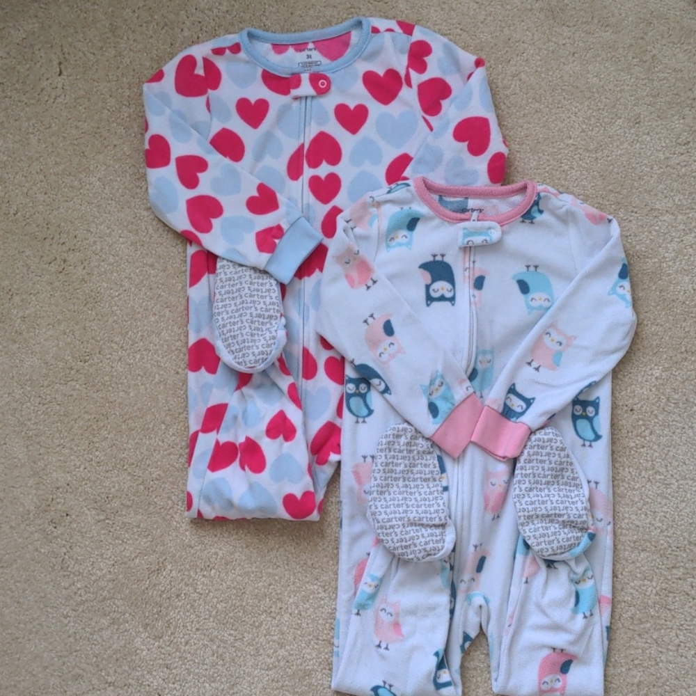 Toddler Girl Footed Pajamas Set (Size 3T)